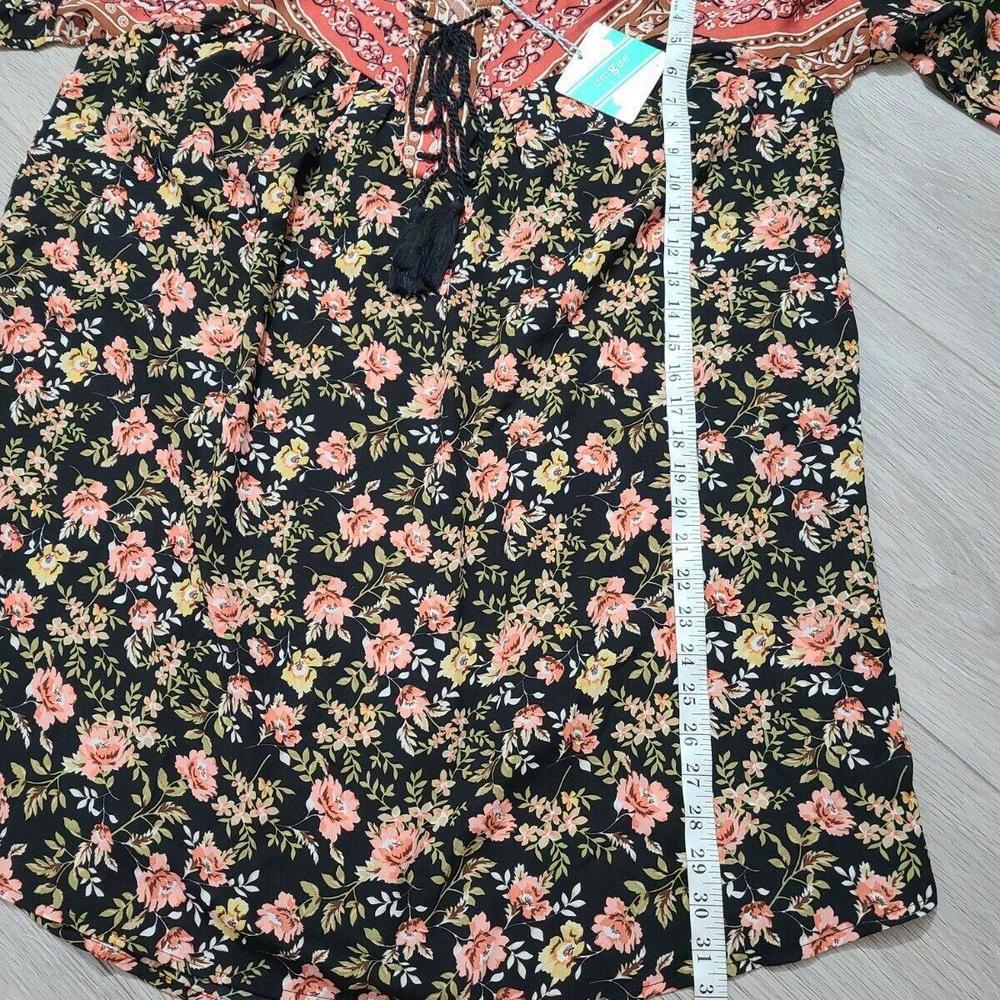 Umgee Dress Small Boho Floral Black Lace Up V Neck NWT - Picture 5 of 7